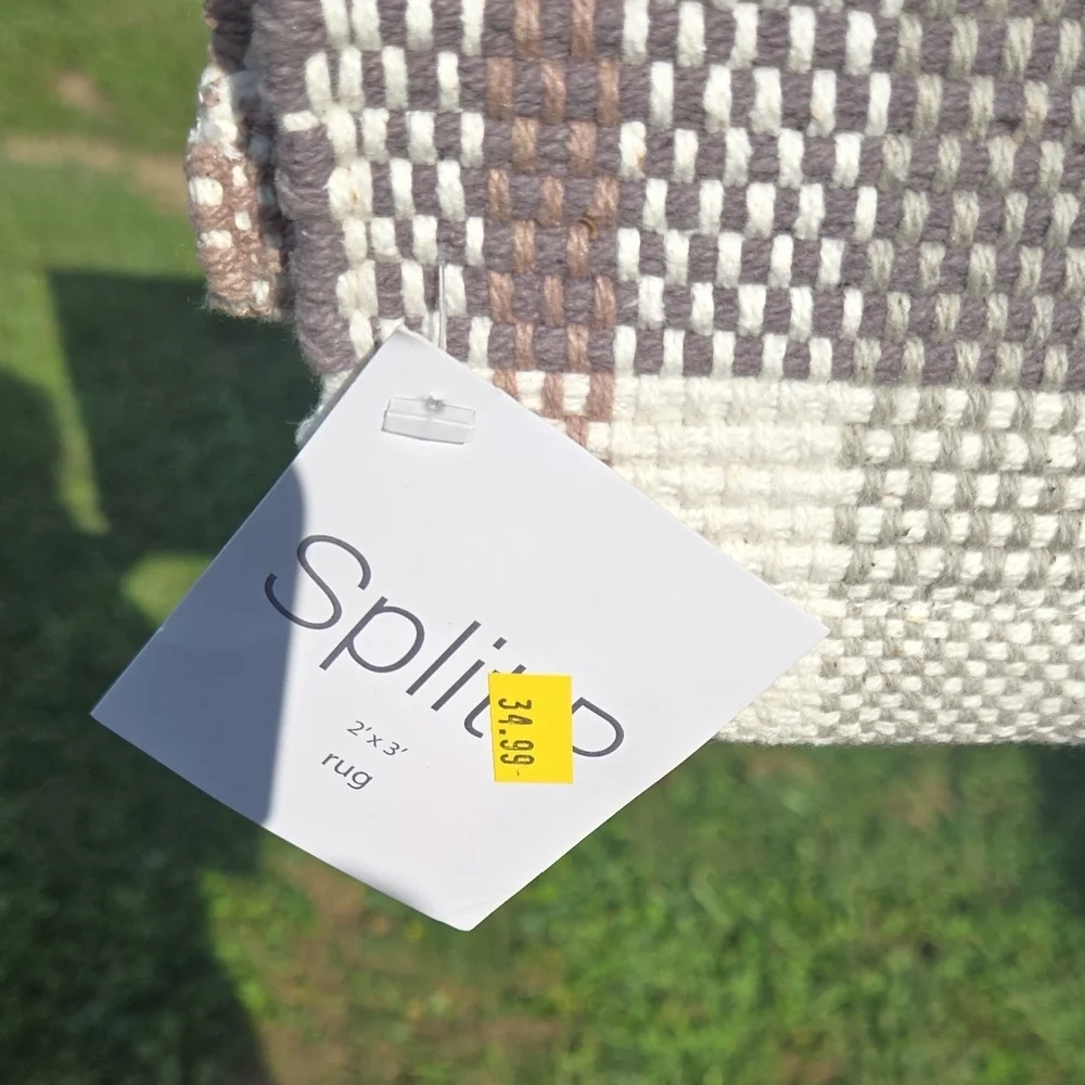 Plaid Woven Rug in Neutral Tones